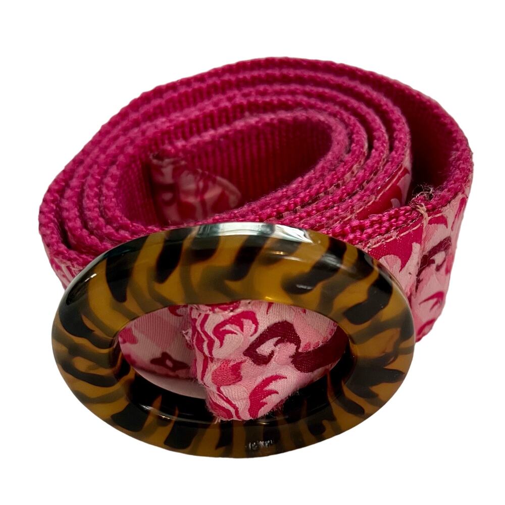 Uptown Charlie belt tortoiseshell with pink print